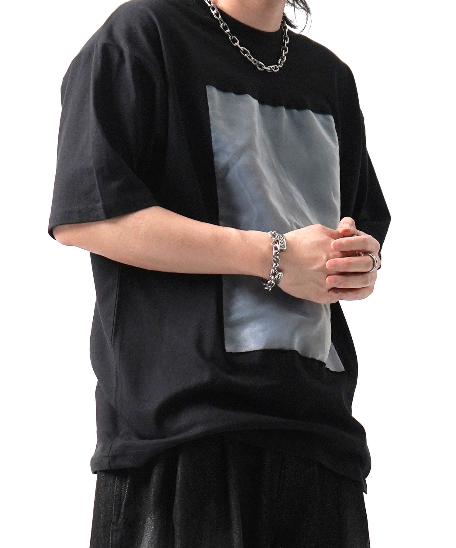 25SS オーガンジー Tee 切替半袖Tシャツ