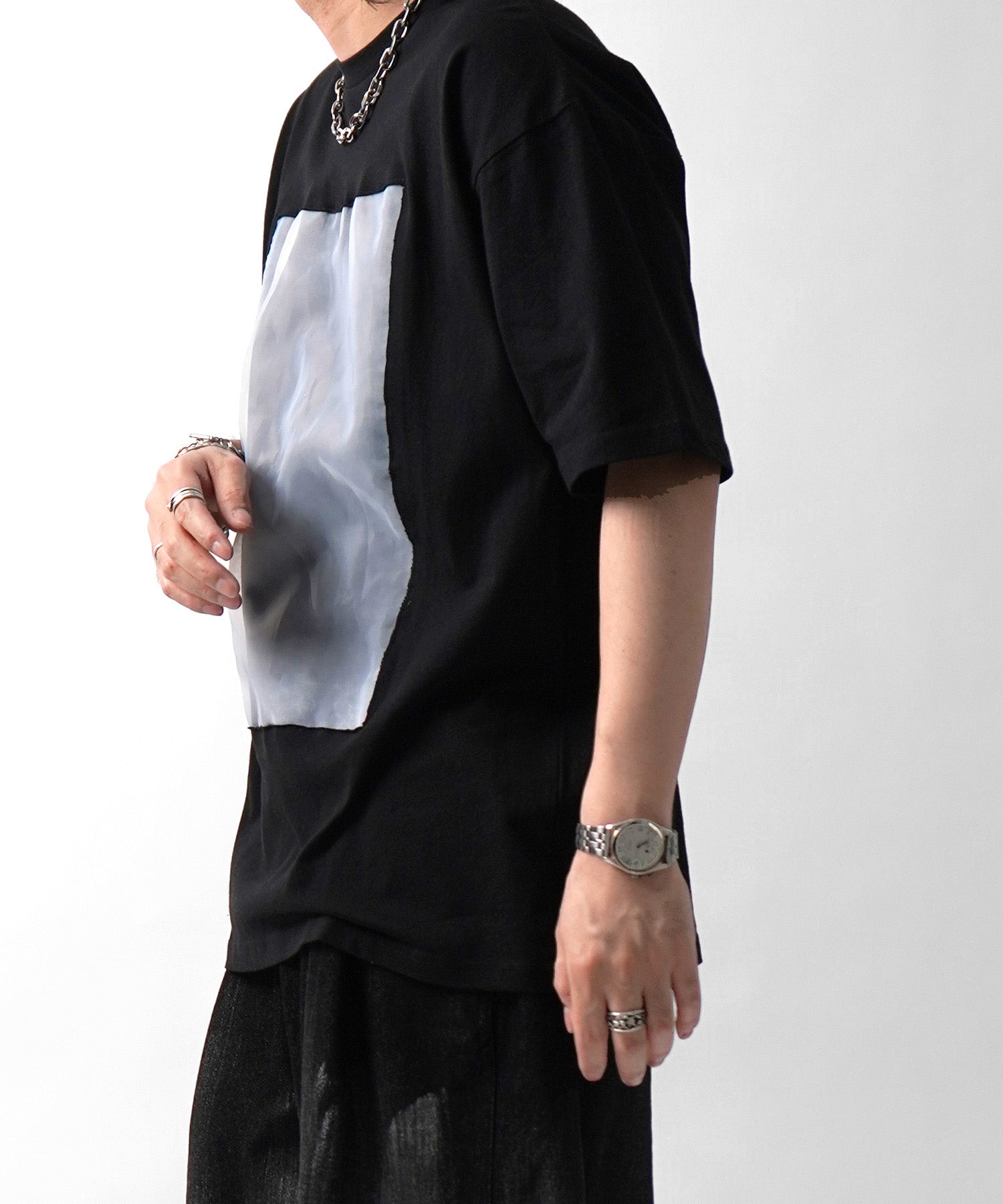 25SS オーガンジー Tee 切替半袖Tシャツ