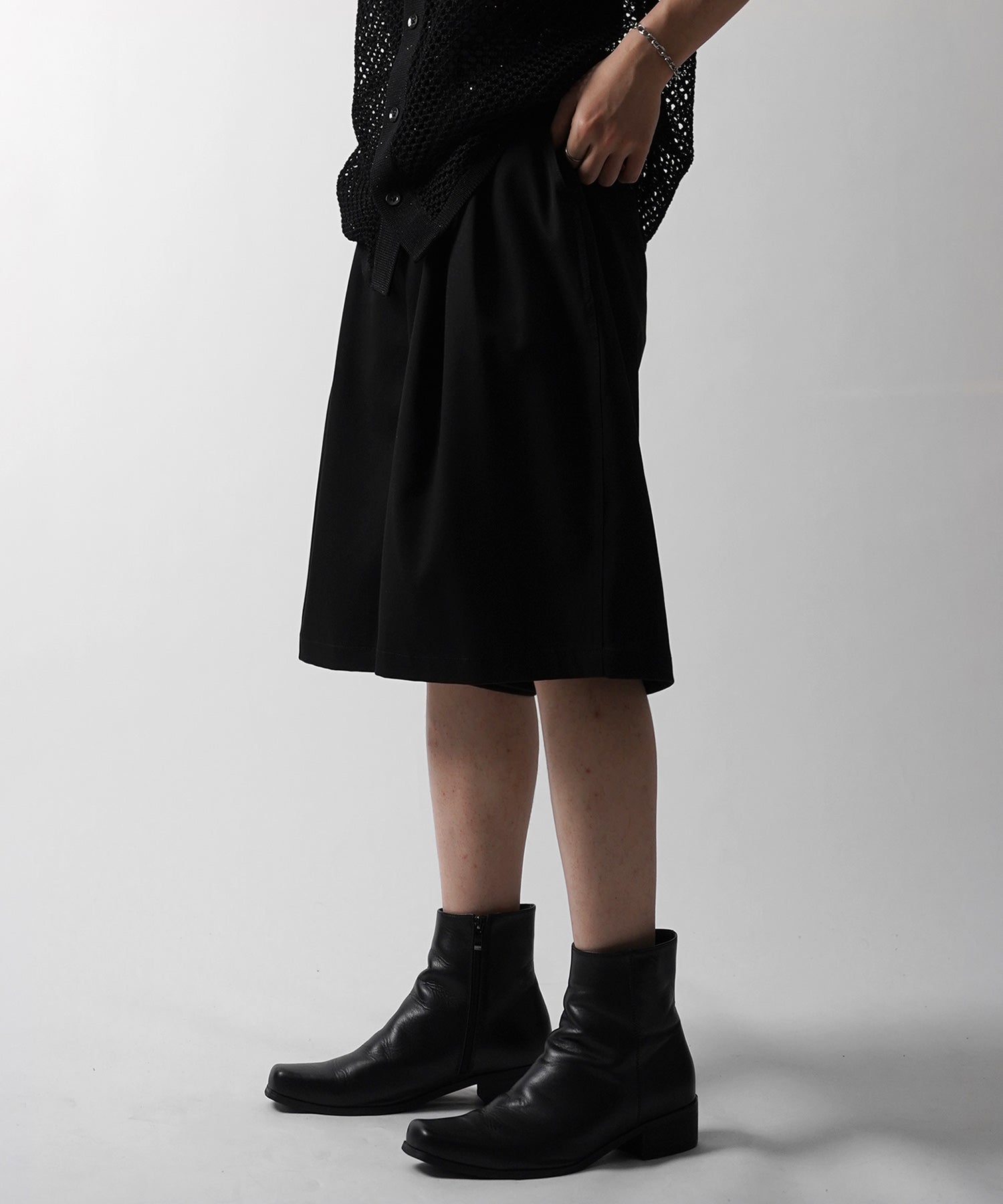 25SS TR / デニム / 箔デニム ワイドストレートスラックスハーフパンツ