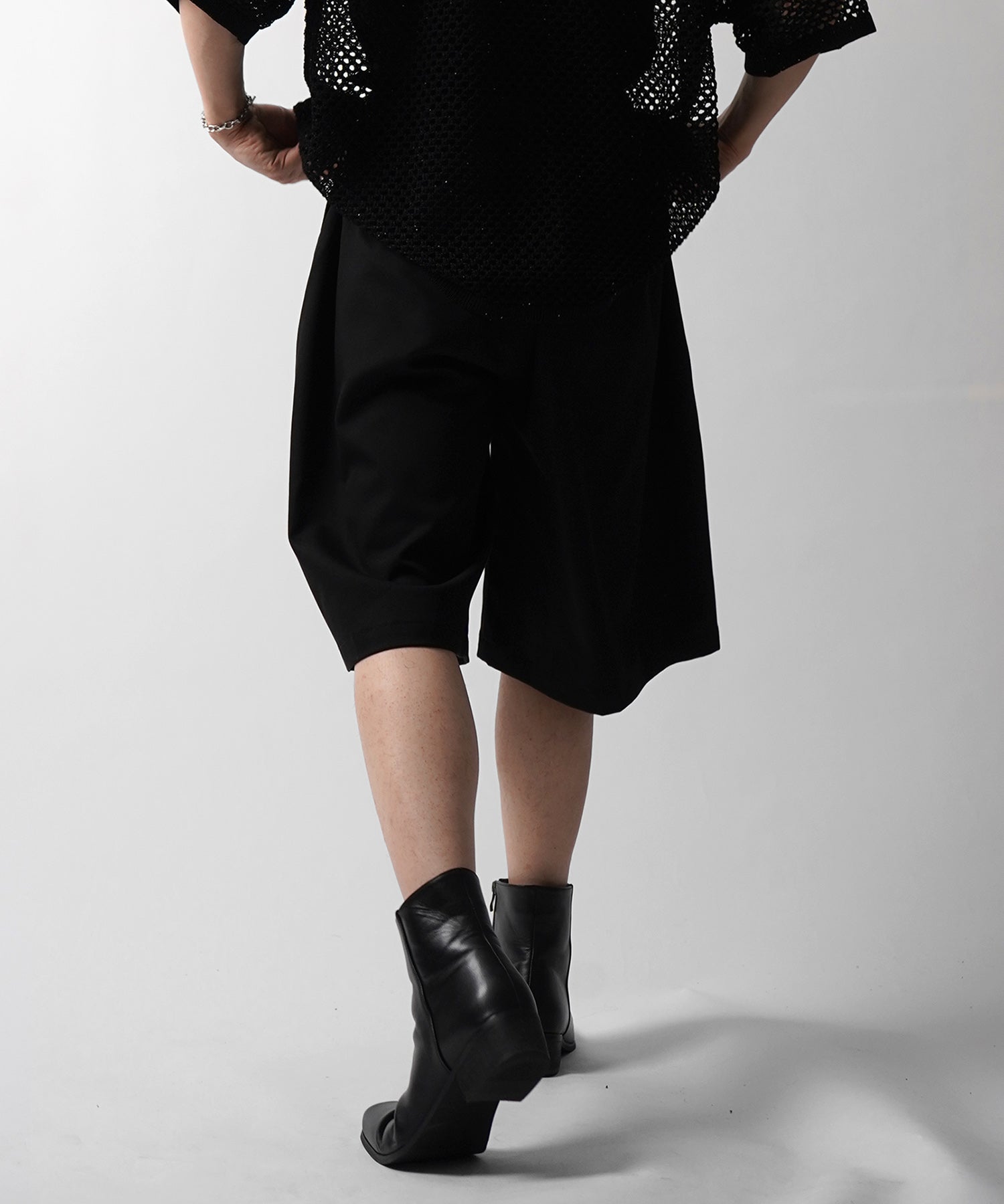 25SS TR / デニム / 箔デニム ワイドストレートスラックスハーフパンツ