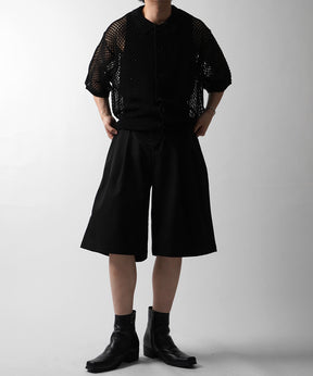 25SS TR / デニム / 箔デニム ワイドストレートスラックスハーフパンツ