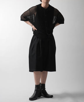 25SS TR / デニム / 箔デニム ワイドストレートスラックスハーフパンツ