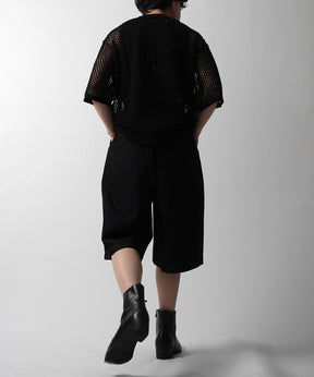 25SS TR / デニム / 箔デニム ワイドストレートスラックスハーフパンツ