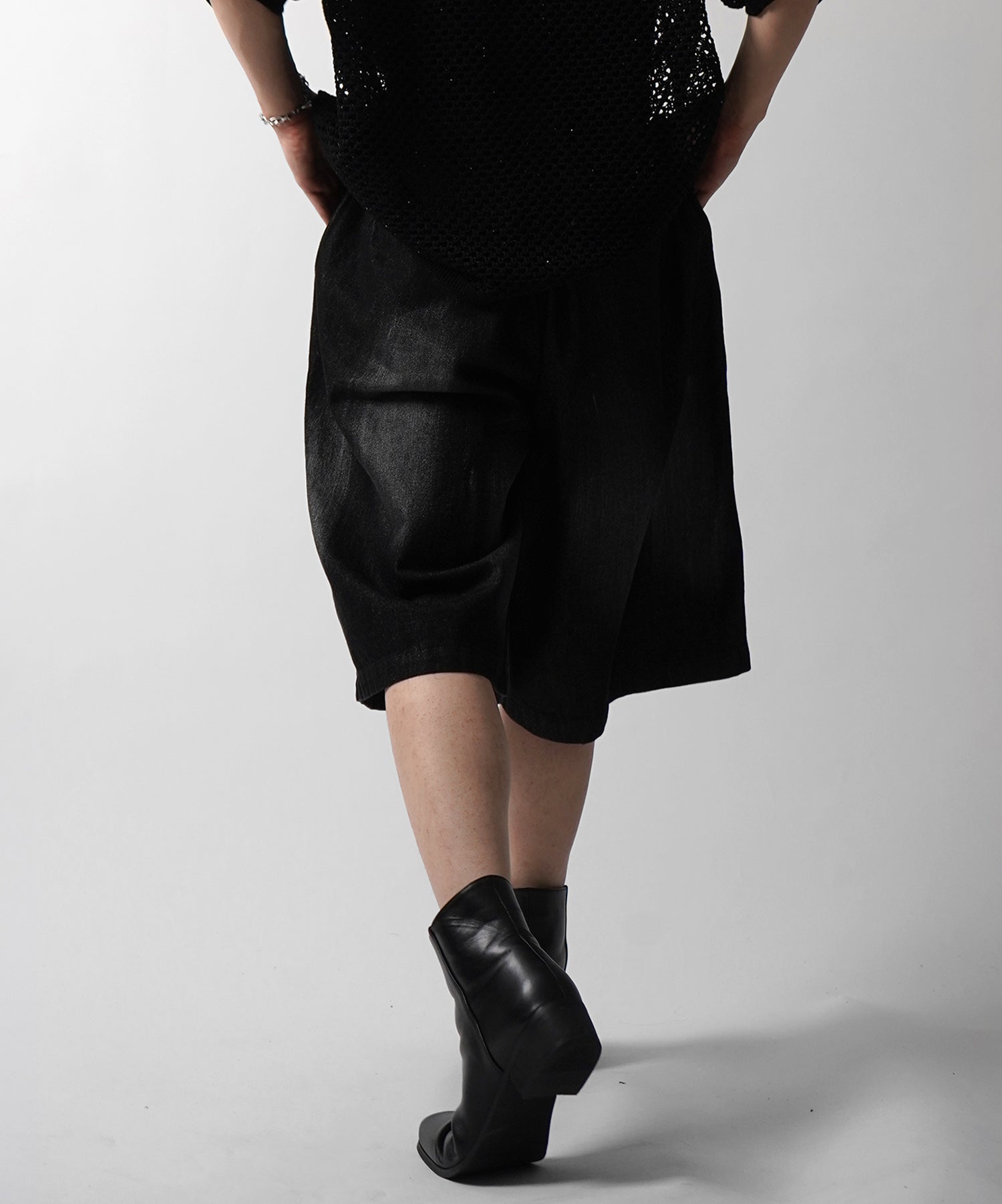 25SS TR / デニム / 箔デニム ワイドストレートスラックスハーフパンツ