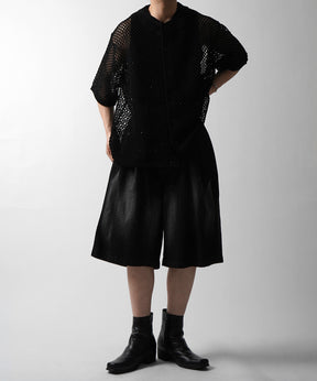 25SS TR / デニム / 箔デニム ワイドストレートスラックスハーフパンツ