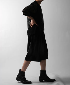 25SS TR / デニム / 箔デニム ワイドストレートスラックスハーフパンツ