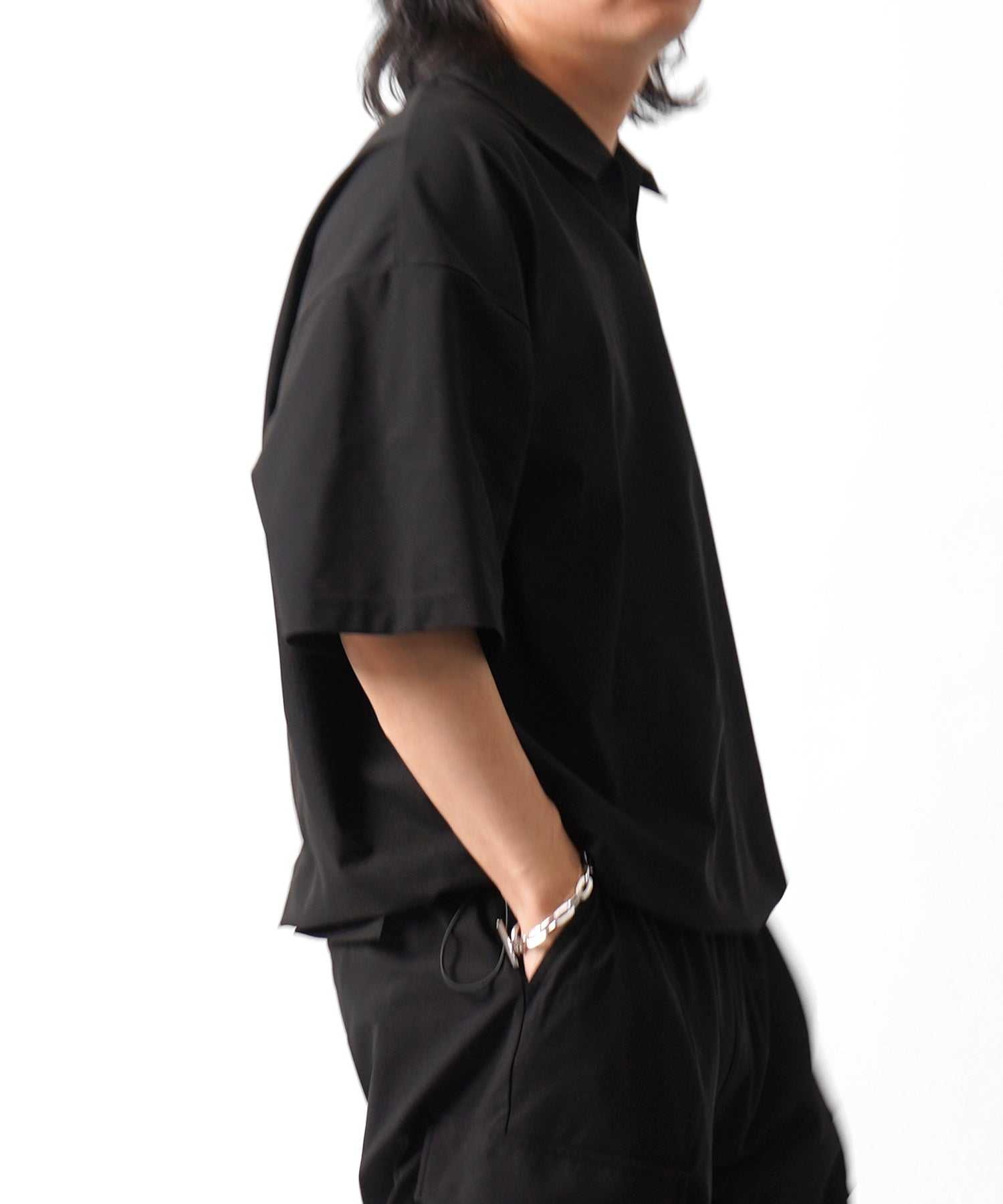 25SS ビックシルエット ポリメッシュ ドロスト スキッパーシャツ