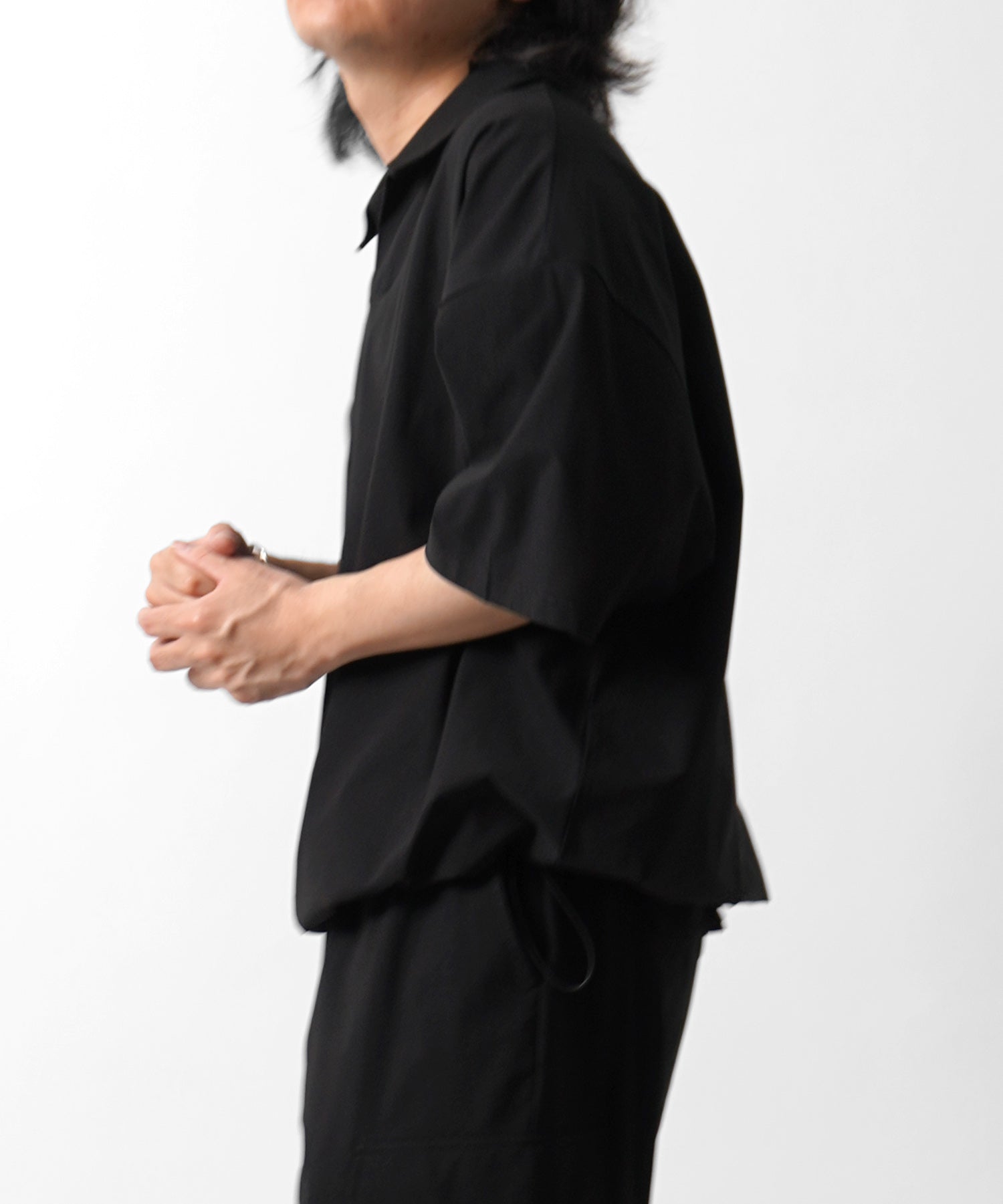 25SS ビックシルエット ポリメッシュ ドロスト スキッパーシャツ