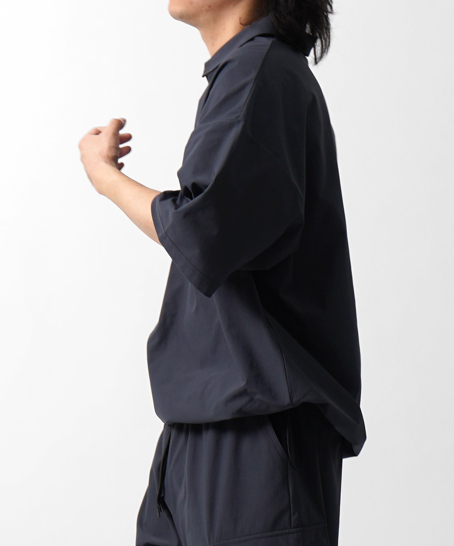 25SS ビックシルエット ポリメッシュ ドロスト スキッパーシャツ