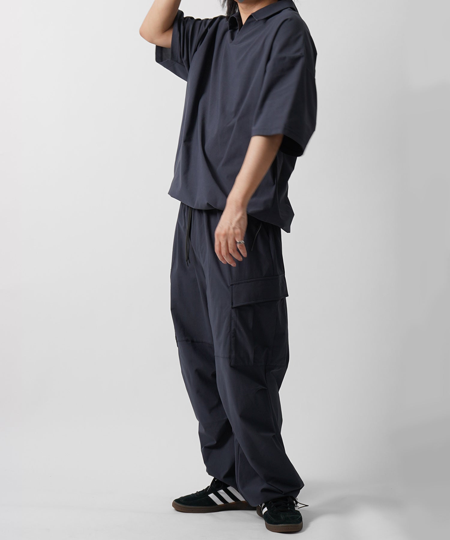 25SS ビックシルエット ポリメッシュ ドロスト スキッパーシャツ