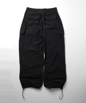 25SS ビッグポケット 裾ドロスト ワイドシルエット ポリメッシュカーゴパンツ