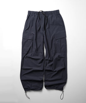 25SS ビッグポケット 裾ドロスト ワイドシルエット ポリメッシュカーゴパンツ