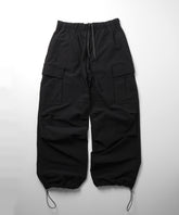 25SS ビッグポケット 裾ドロスト ワイドシルエット ポリメッシュカーゴパンツ