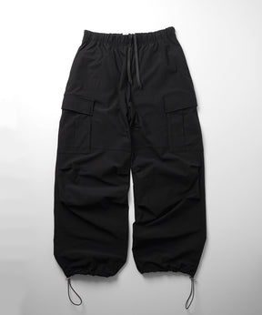 25SS ビッグポケット 裾ドロスト ワイドシルエット ポリメッシュカーゴパンツ