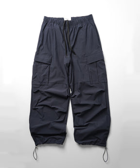 25SS ビッグポケット 裾ドロスト ワイドシルエット ポリメッシュカーゴパンツ