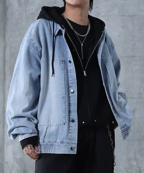 ビッグシルエット ヴィンテージライク ダブルポケット デニムブルゾン