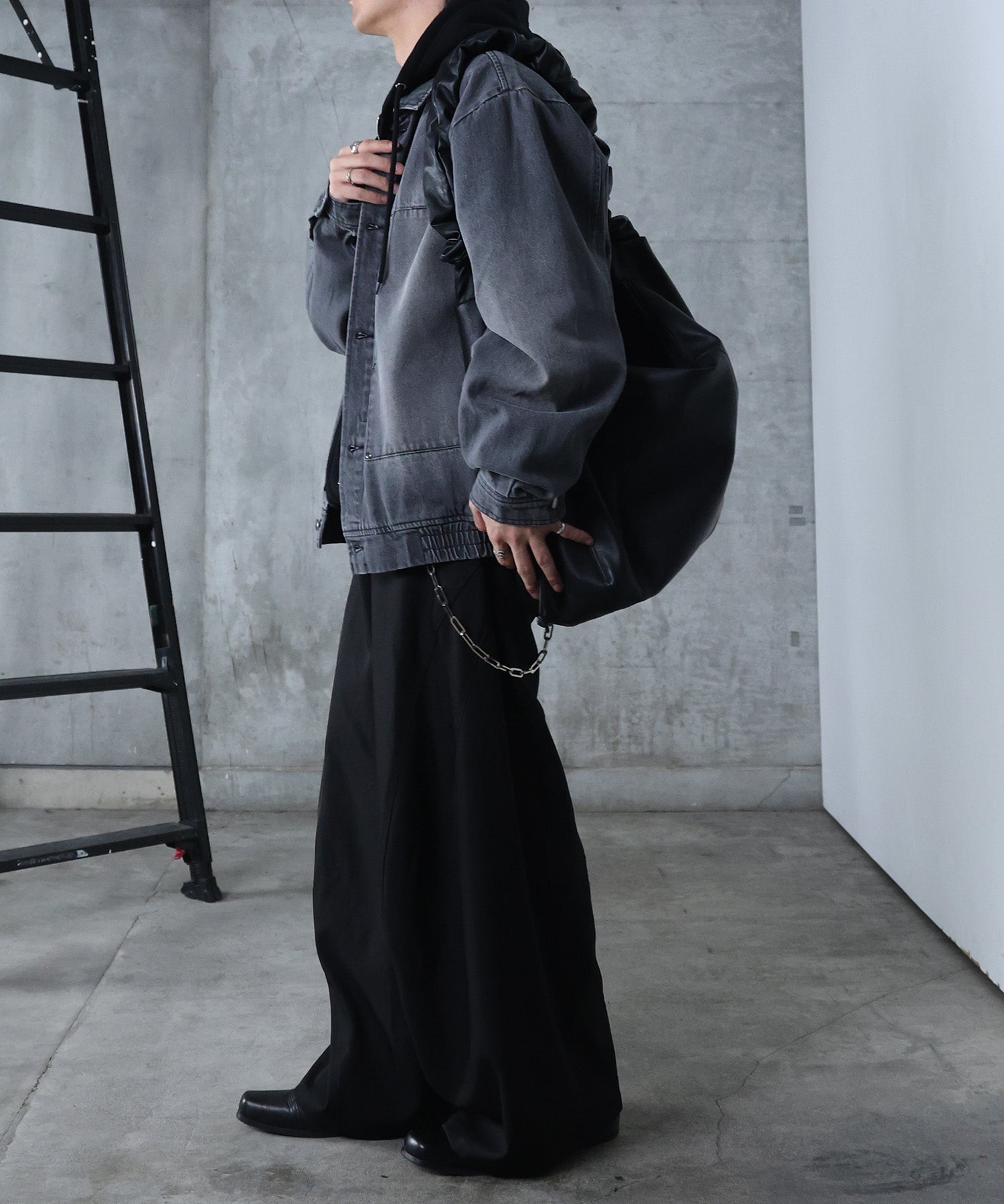 ビッグシルエット ヴィンテージライク ダブルポケット デニムブルゾン