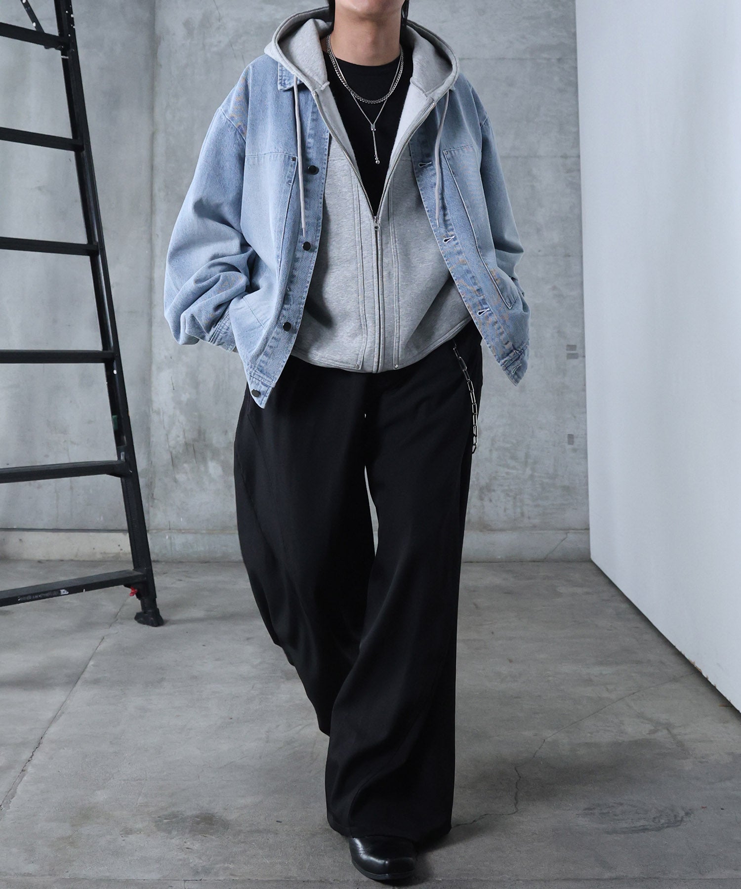 ビッグシルエット ヴィンテージライク ダブルポケット デニムブルゾン