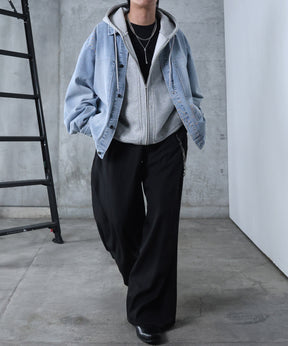 ビッグシルエット ヴィンテージライク ダブルポケット デニムブルゾン