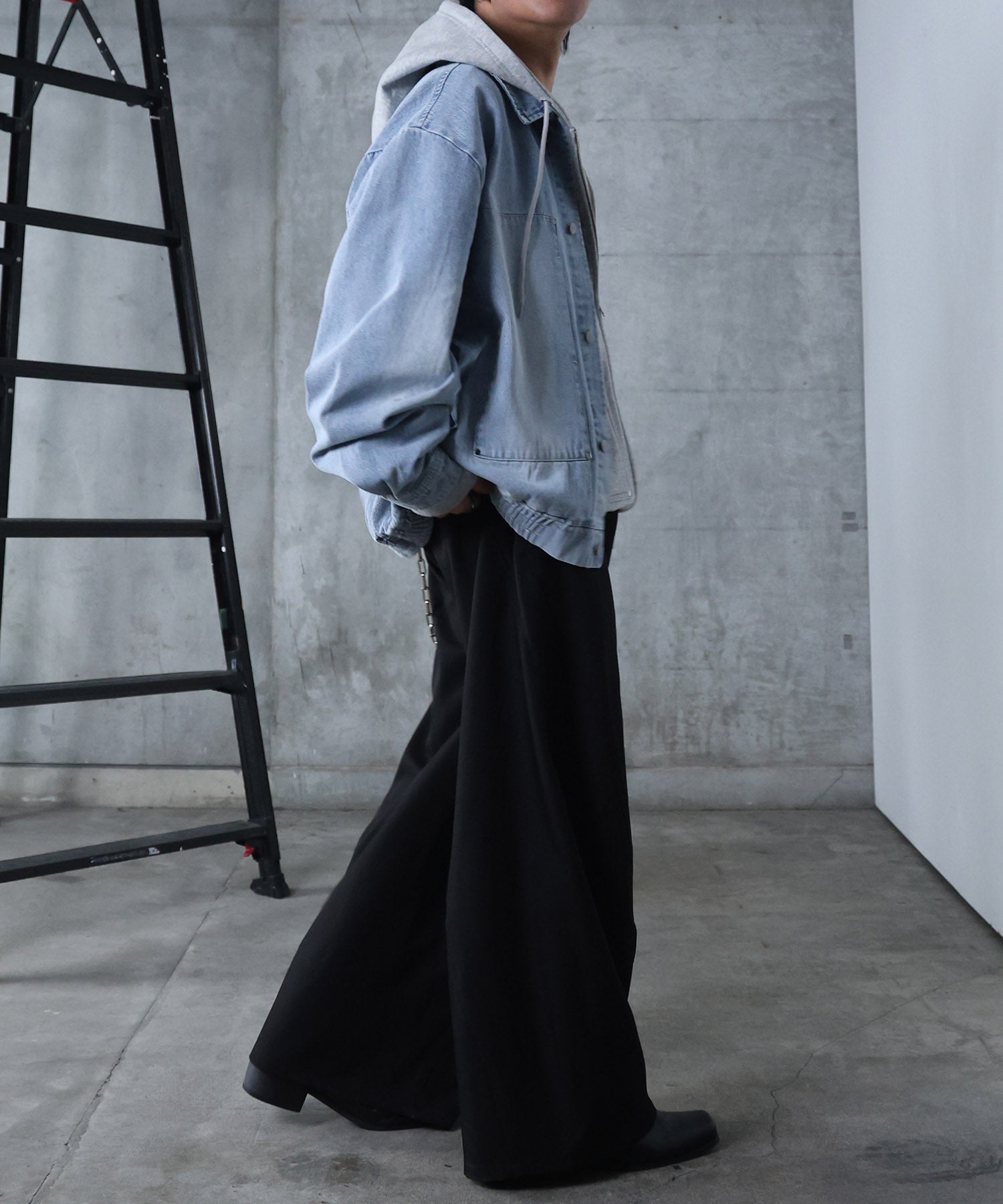 ビッグシルエット ヴィンテージライク ダブルポケット デニムブルゾン