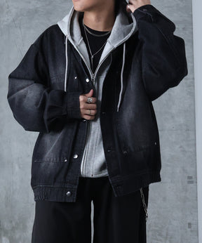 ビッグシルエット ヴィンテージライク ダブルポケット デニムブルゾン