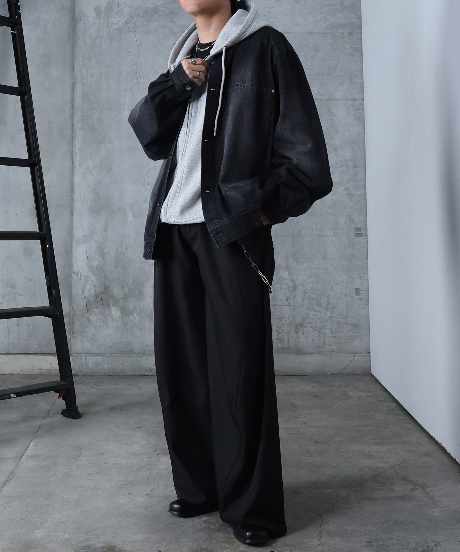 ビッグシルエット ヴィンテージライク ダブルポケット デニムブルゾン