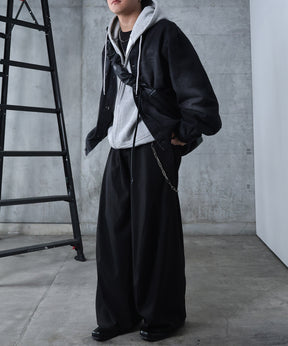 ダブルポケット スタッズ リベット フルジップパーカー ビッグシルエット