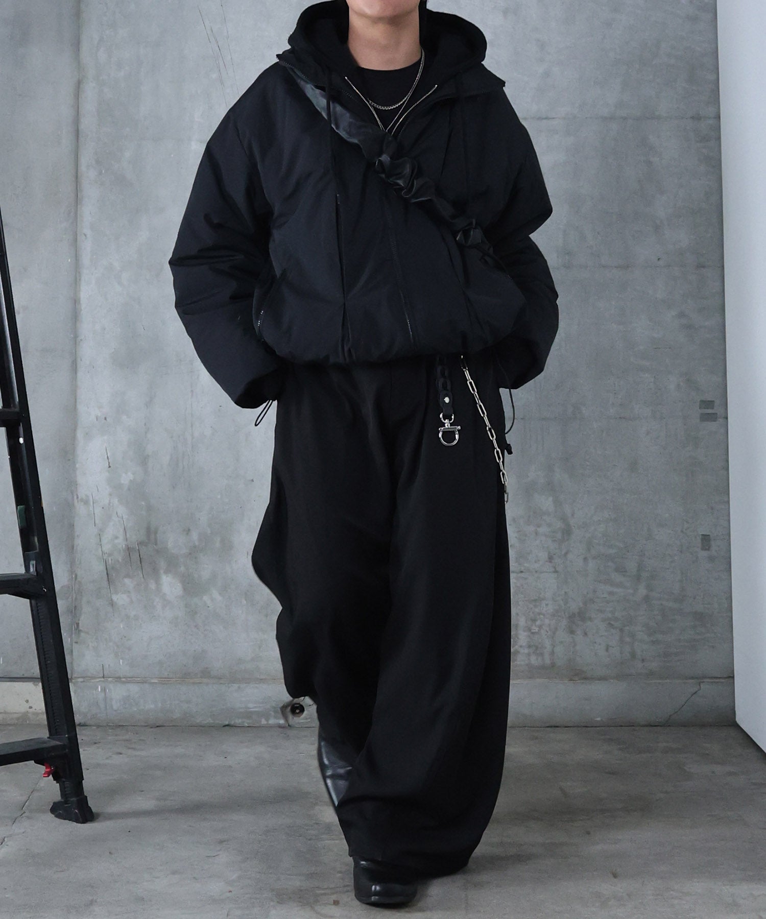 インボックスタック ドロップショルダーパファージャケット 中綿ブルゾン ドローコード