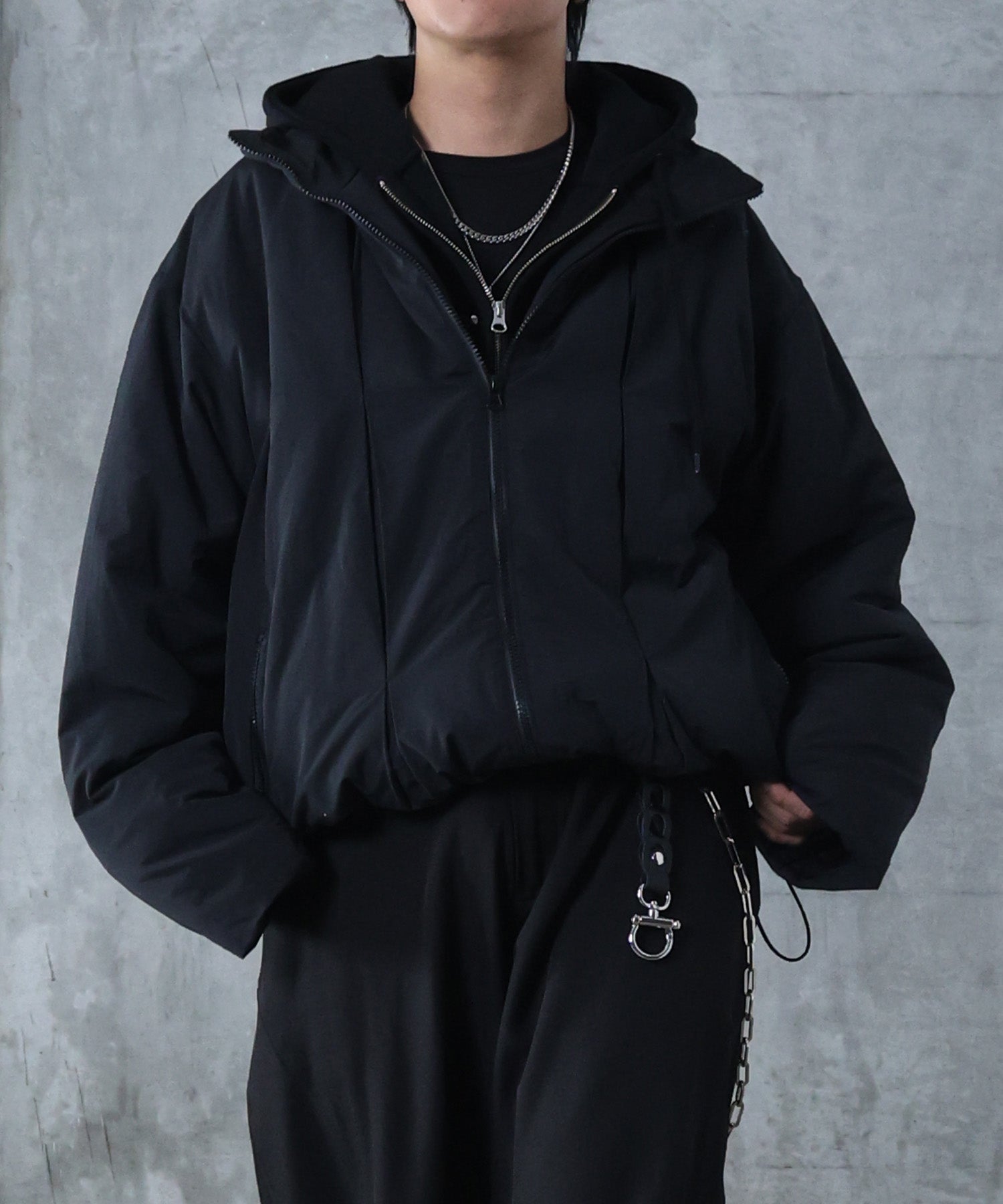 インボックスタック ドロップショルダーパファージャケット 中綿ブルゾン ドローコード