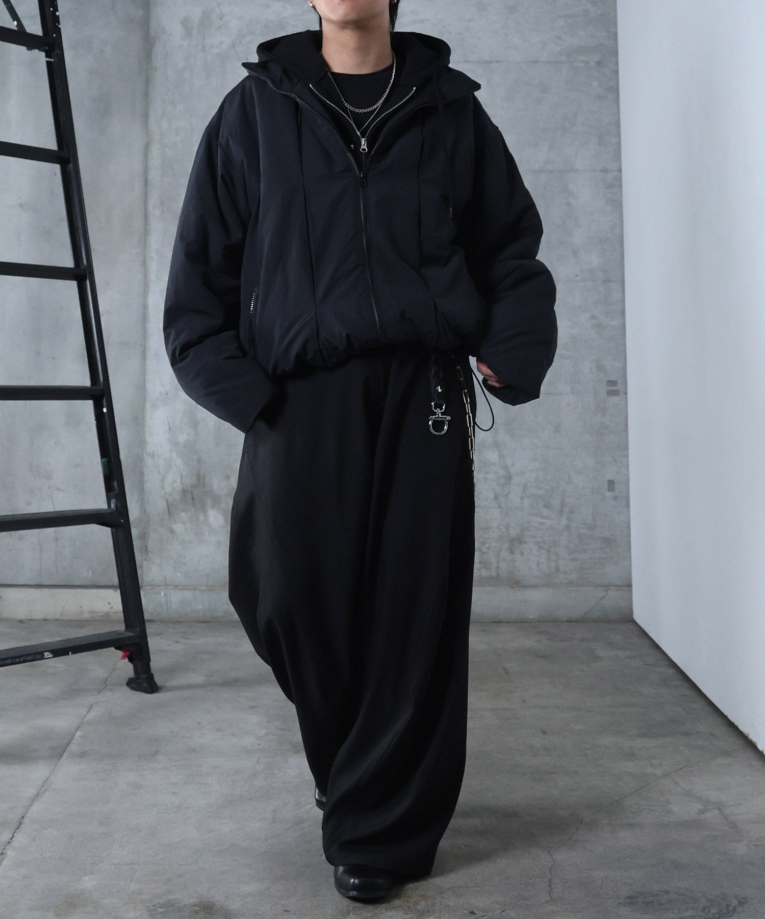 インボックスタック ドロップショルダーパファージャケット 中綿ブルゾン ドローコード