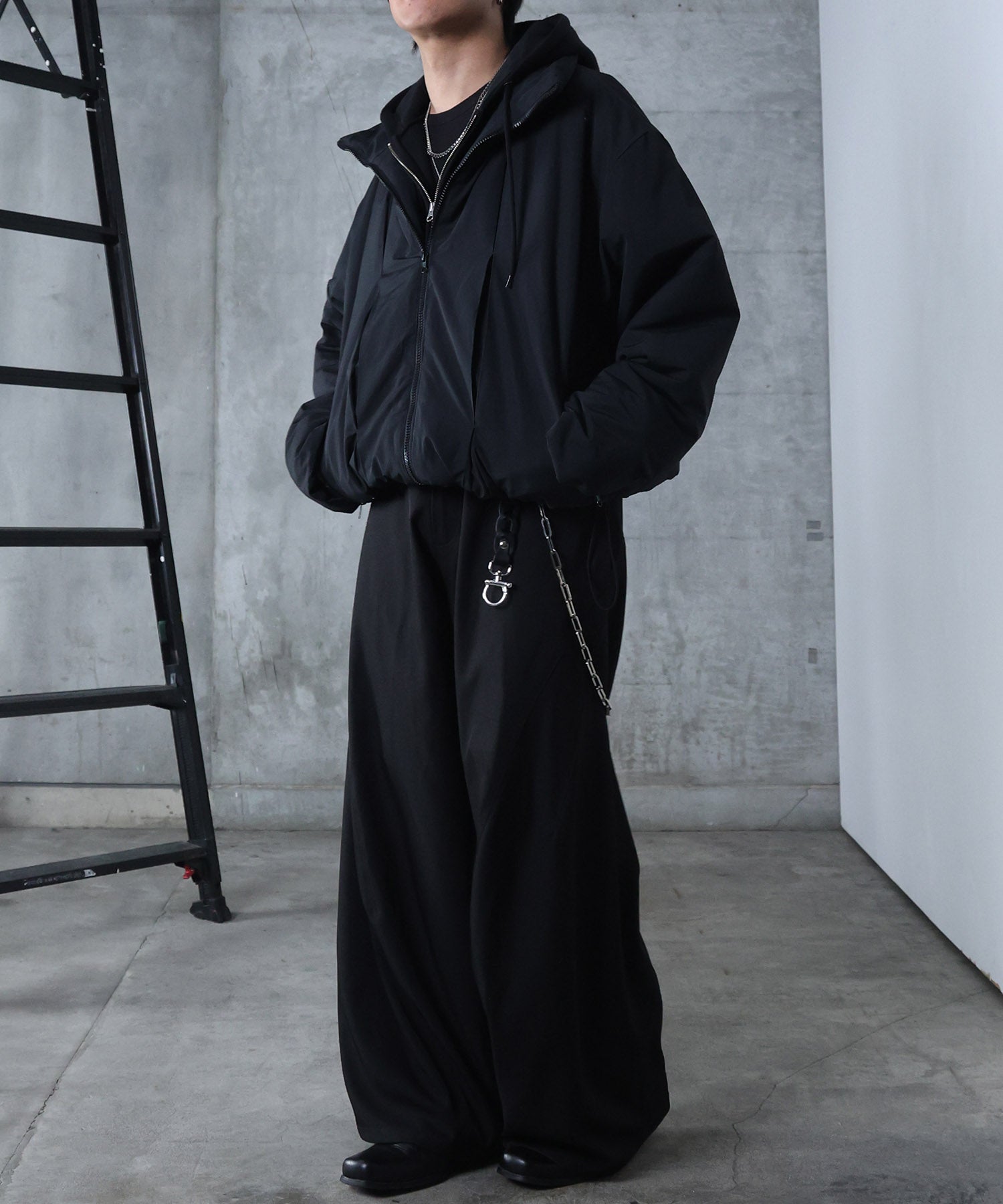 インボックスタック ドロップショルダーパファージャケット 中綿ブルゾン ドローコード