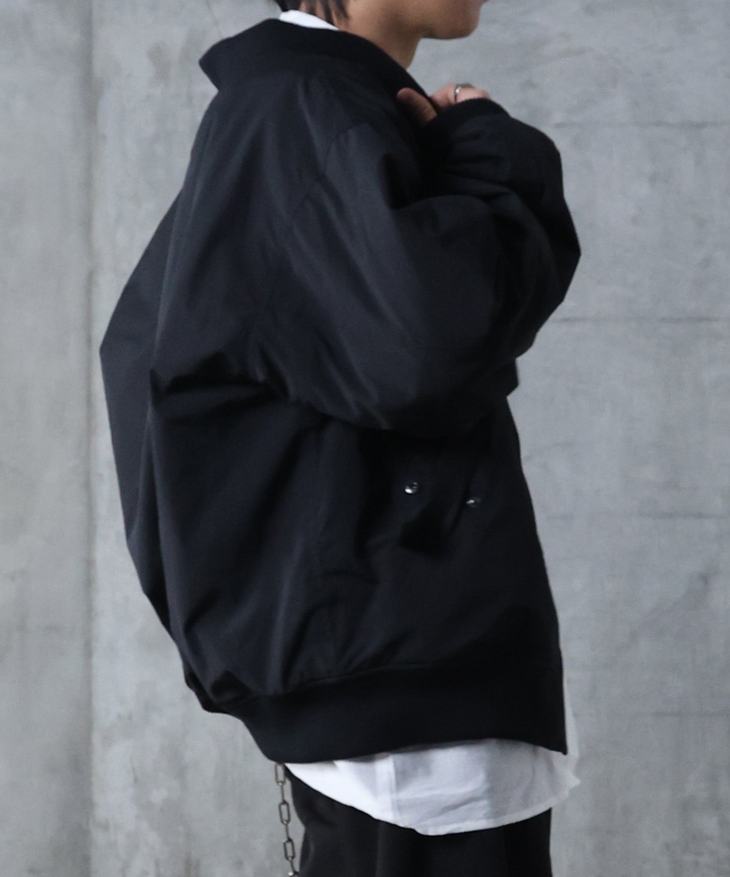 ヴィンテージスモークウォッシュ柄 MA-1 中綿ブルゾン ビッグシルエット