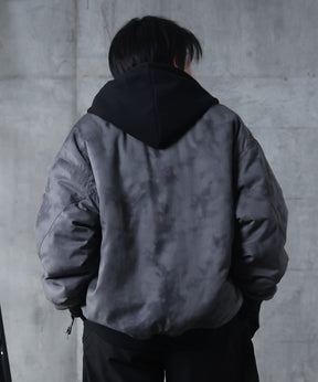 ヴィンテージスモークウォッシュ柄 MA-1 中綿ブルゾン ビッグシルエット