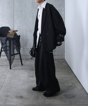 ルーズシルエット スウィッチング ダブルテーラードジャケット