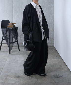 ルーズシルエット スウィッチング ダブルテーラードジャケット