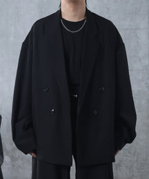 ルーズシルエット スウィッチング ダブルテーラードジャケット