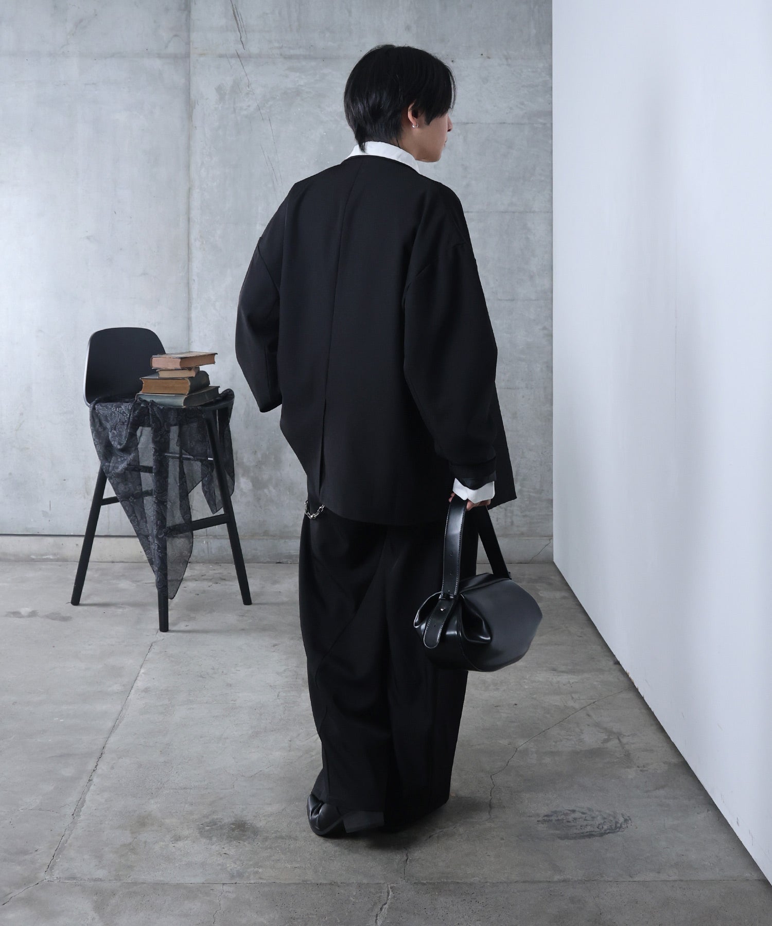 ルーズシルエット スウィッチング ダブルテーラードジャケット