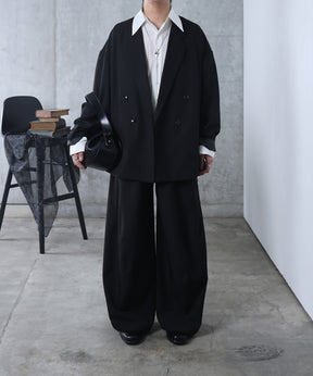 ルーズシルエット スウィッチング ダブルテーラードジャケット