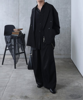 ルーズシルエット スウィッチング ダブルテーラードジャケット