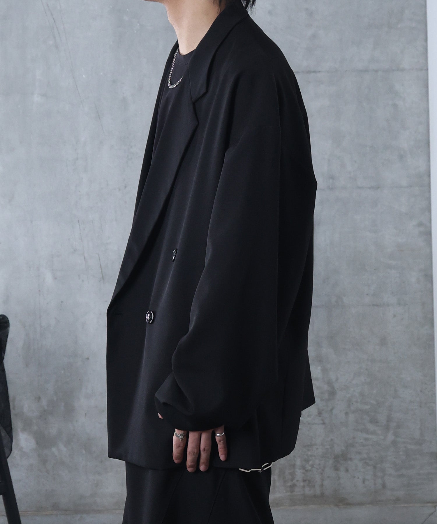 ルーズシルエット スウィッチング ダブルテーラードジャケット