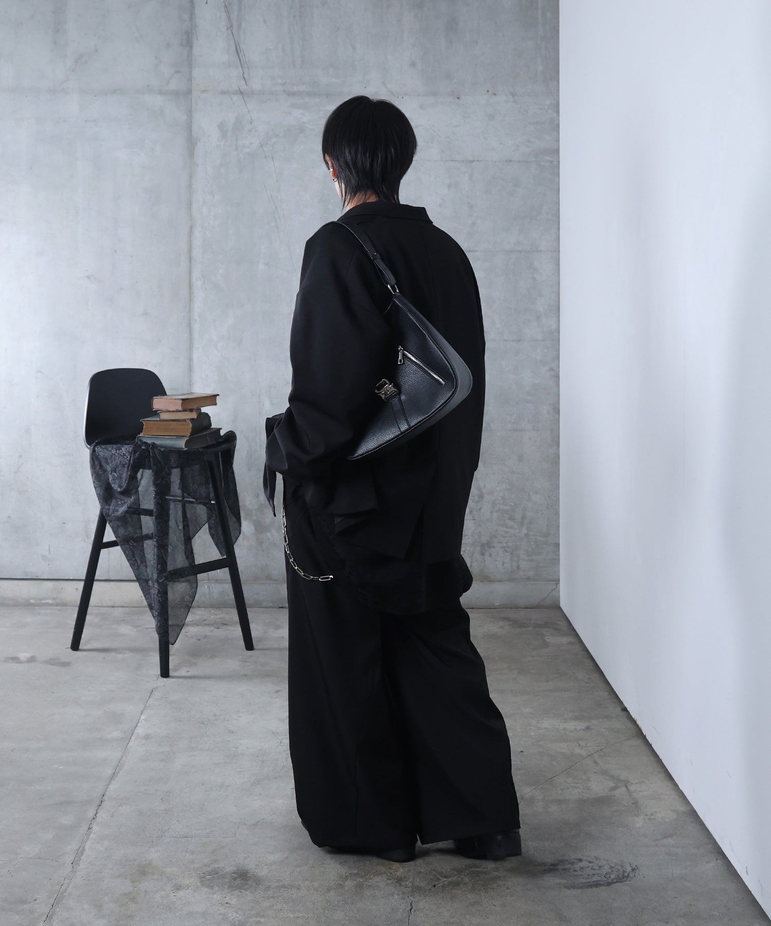 ルーズシルエット スウィッチング ダブルテーラードジャケット