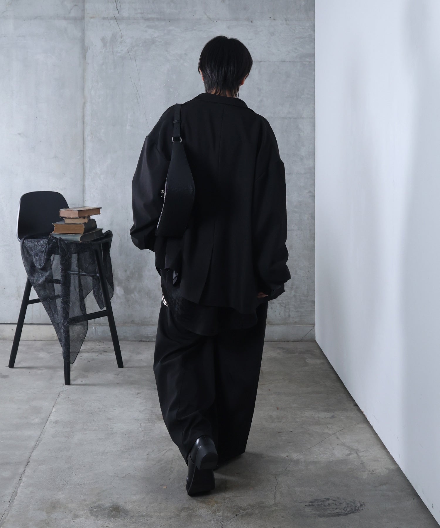 ルーズシルエット スウィッチング ダブルテーラードジャケット