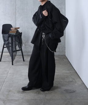 ルーズシルエット スウィッチング ダブルテーラードジャケット