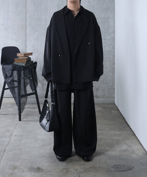 ルーズシルエット スウィッチング ダブルテーラードジャケット