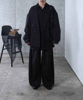 ルーズシルエット スウィッチング ダブルテーラードジャケット