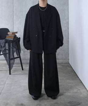 ルーズシルエット スウィッチング ダブルテーラードジャケット