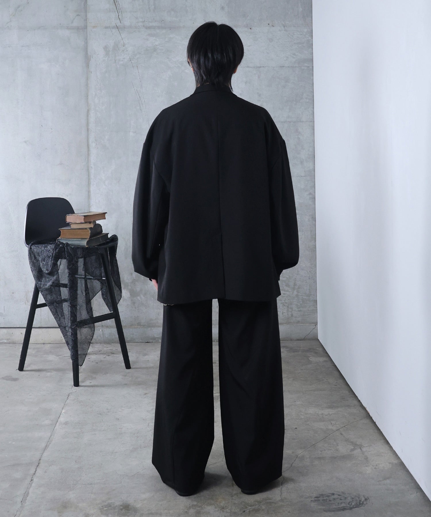 ルーズシルエット スウィッチング ダブルテーラードジャケット