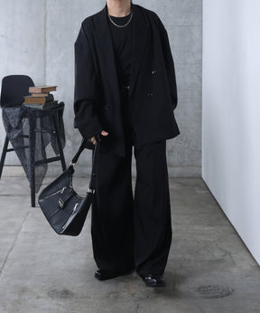 ルーズシルエット スウィッチング ダブルテーラードジャケット