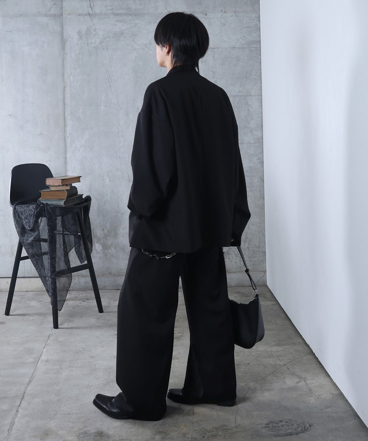 ルーズシルエット スウィッチング ダブルテーラードジャケット