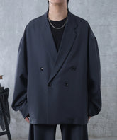 ルーズシルエット スウィッチング ダブルテーラードジャケット